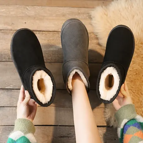 雪地靴女短筒2023新款冬季雪地棉鞋加绒加厚面包鞋防滑保暖女靴子商品大图