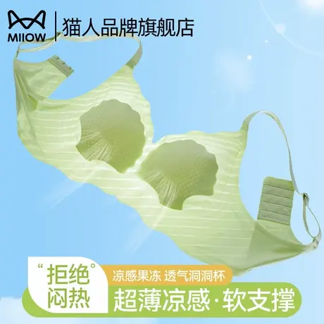 猫人内衣女夏季薄款大胸显小无痕聚拢防下垂超薄透气凉感冰丝文胸商品大图