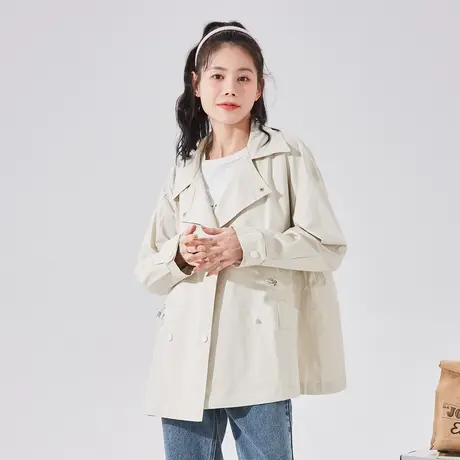 翻领腰部抽绳外套春秋新款女装上衣服薄小香风休闲时尚宽松图片