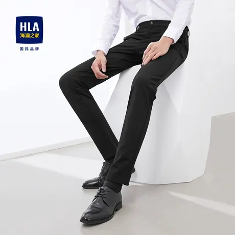 【奥莱清仓】HLA/海澜之家2023中腰休闲裤商务通勤弹力直筒长裤男商品大图