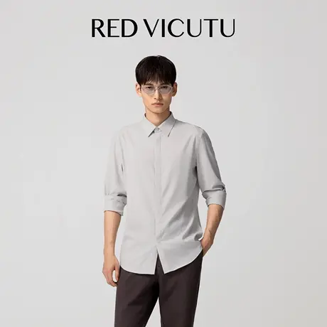 VICUTU威可多男长袖衬衫棉丝混纺简约百搭正装商务通勤高级感衬衣图片