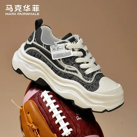 马克华菲鞋子男鞋2025新款男生潮流休闲鞋厚底增高帆布运动鞋潮鞋商品大图