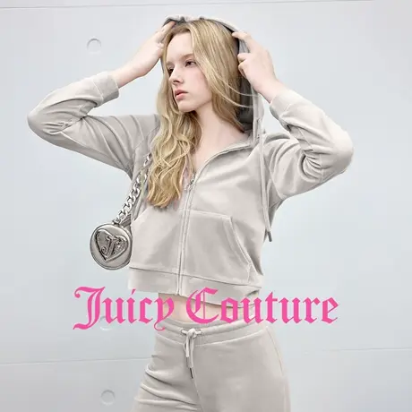 Juicy Couture橘滋外套女2025年秋季新款零压弹力丝绒连帽上衣图片