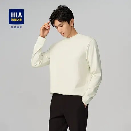 HLA/海澜之家立体硅标长袖T恤25秋季新款圆领舒适时尚保暖上衣男图片