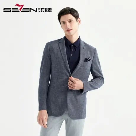 柒牌男装清仓单西商务休闲男士西装修身版型复古纹理西服外套商品大图