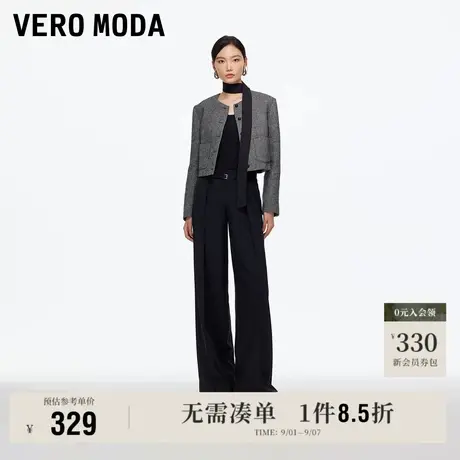 9.5上新Vero Moda休闲裤女2025秋季新款立体捏褶腰带垂坠阔腿裤商品大图