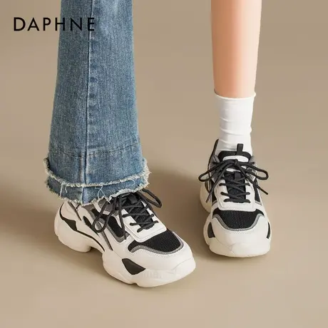达芙妮厚底老爹鞋女款2025新款秋季小个子增高女鞋黑色休闲运动鞋商品大图
