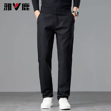 雅鹿纯色休闲裤男2026春季新款男青年直筒修身显瘦显高高级感长裤商品大图