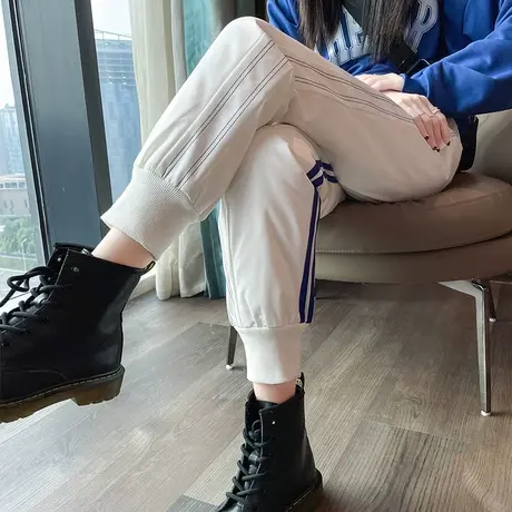 羽绒裤女外穿冬季2023哈伦宽松束脚休闲运动裤子加绒加厚保暖棉裤商品大图