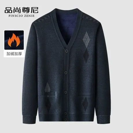 【加绒加厚】老年人冬装男爷爷装单排扣针织开衫70-80岁爸爸外套商品大图