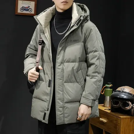 鹅绒新国标羽绒服男冬季连帽2023新款潮牌大码男士保暖外套中长款商品大图