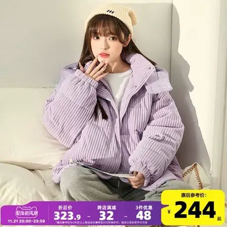 唐狮2023年冬季新款灯芯绒棉衣女短款棉袄外套高级感超好看棉服厚图片