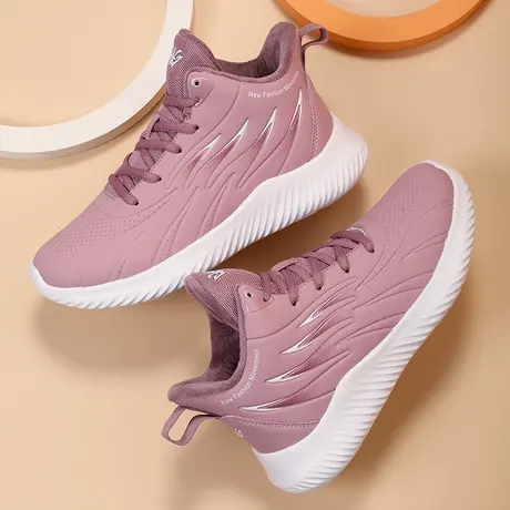 高帮运动鞋女鞋子睿登2024春季新款加绒保暖休闲旅游鞋跑步鞋棉鞋商品大图