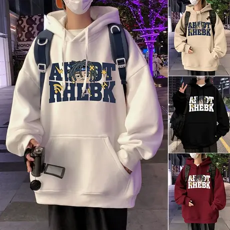 连帽卫衣男春秋季2024新款美式潮牌男生高街港风休闲宽松运动外套商品大图