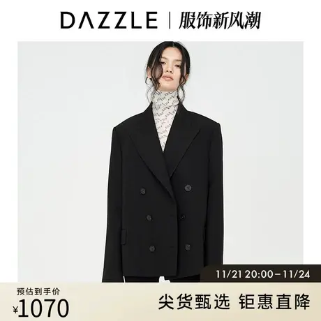 刘雯同款DAZZLE地素奥莱 黑色休闲西装外套女2E1F5801A图片