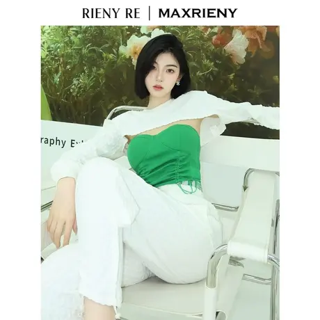 rienyre2022原创设计感秋季新品截短坎肩字母长袖卫衣女图片