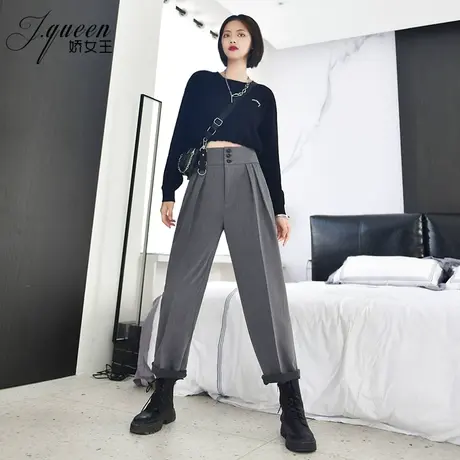 高腰直筒裤女春秋季韩版宽松显瘦垂感气质高级感百搭九分休闲裤子商品大图