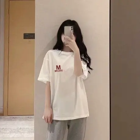卡通秋季重磅仿棉白色长袖女2023新款卫衣内搭短袖T恤宽松上衣夏商品大图