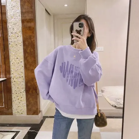 超火cec卫衣女韩版闺蜜装长袖hiphop潮牌ins秋冬加绒大码宽松上衣商品大图