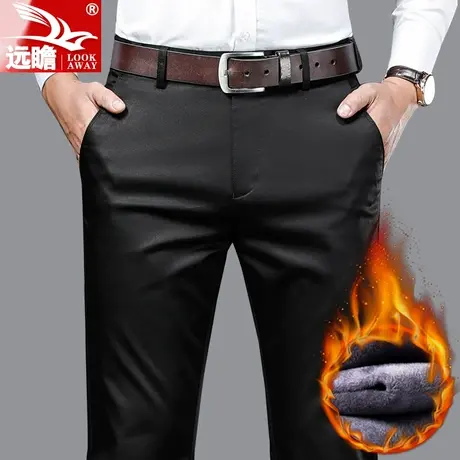 冬季男士休闲裤男直筒宽松西裤加绒加厚长裤2024新款秋冬黑色裤子图片