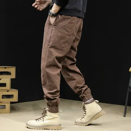美式复古工装裤男春季2024新款潮牌休闲束脚男裤大码春秋弹力裤子商品大图