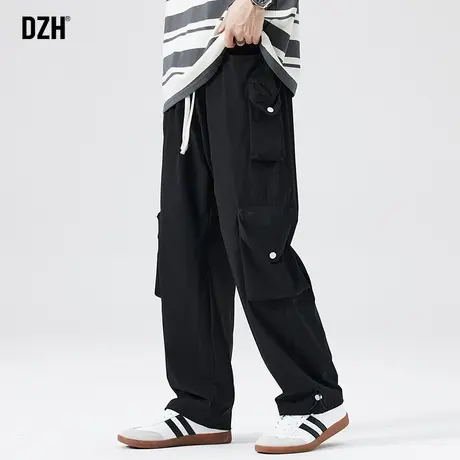 男士黑色工装裤子男秋款潮流百搭2023年新款直筒休闲裤阔腿裤长裤商品大图