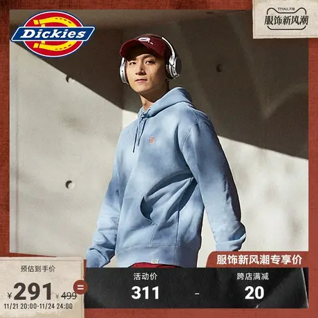 Dickies 秋冬三原色小logo加绒连帽美式卫衣男女情侣同款宽松图片