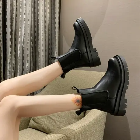 马丁靴女靴子2024年新款春秋夏女鞋中筒厚底英伦风烟筒切尔西短靴图片