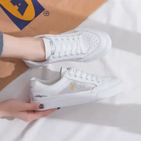 镂空小雏菊帆布鞋女ulzzang百搭透气小白鞋女2020夏季网面板鞋女商品大图