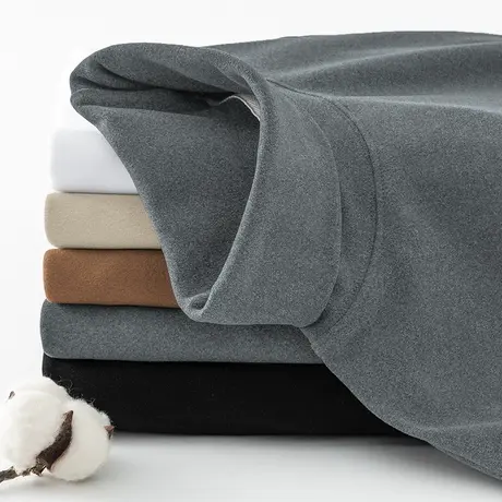 重磅双面德绒打底衫长袖t恤男装2024新款保暖高领上衣服纯色体恤商品大图