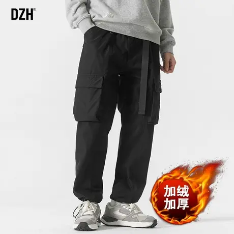 男士黑色工装裤子男冬款加绒加厚2024新款休闲裤男款机能裤冲锋裤商品大图