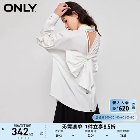 【ONLY奥莱】秋季休闲通勤风立体蝴蝶结宽松长袖衬衫女图片