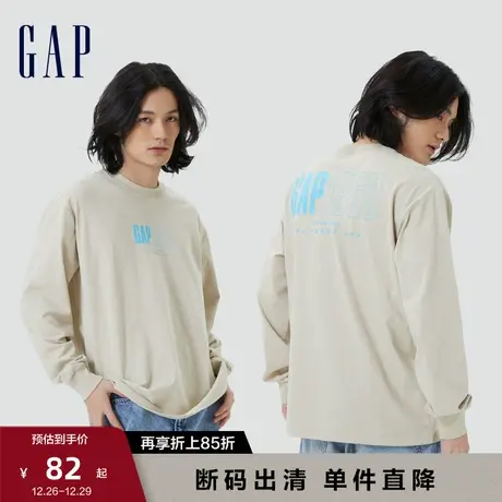 【断码优惠】Gap男女装秋季LOGO纯棉T恤598811情侣装运动休闲上衣图片