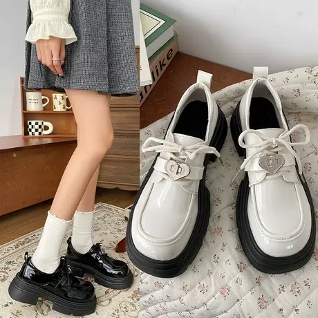 厚底小皮鞋女英伦风2024新款春季女鞋百搭日系jk鞋子系带复古单鞋商品大图