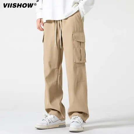 VIISHOW休闲裤男春季2024新款直筒宽松工装裤运动美式登山长裤子商品大图