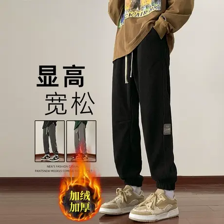 秋冬款灯芯绒运动卫裤男裤加绒裤加厚休闲长裤子冬季男士2023新款商品大图