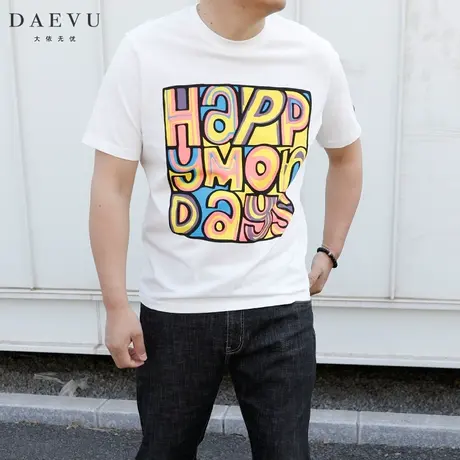 大依无忧夏新款彩色字母潮胖子大号加肥加大码圆领男士短袖t恤图片