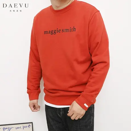 DAEVU秋新款字母红色韩版大号潮胖子加肥加大码男款圆领长袖卫衣图片