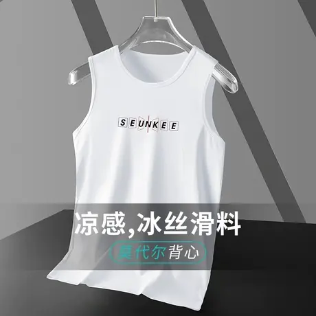 莫代尔背心男健身跨栏篮球运动坎肩速干冰丝凉感白色无袖t恤夏季商品大图