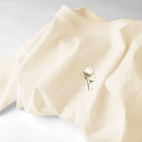 夏季短袖t恤女2023新款宽松纯棉百搭半袖体恤米色小众设计感上衣商品大图