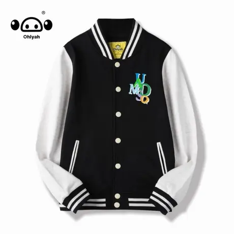 Ohlyah春秋新款纯棉棒球服女网红国潮牌无性别夹克男女飞行员外套图片