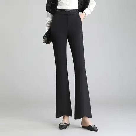 黑色高腰微喇裤女韩版通勤西装长裤2023秋季新款休闲裤修身鱼尾裤图片