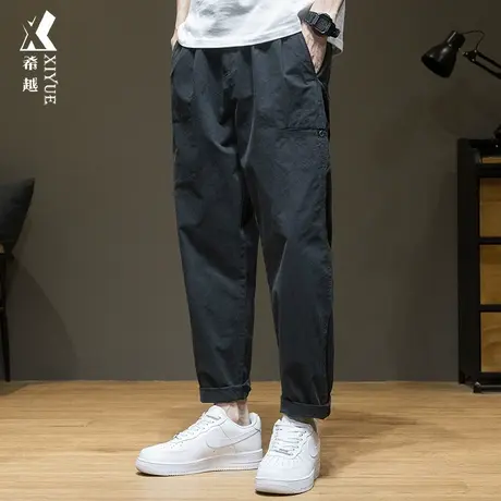 希越男士工装休闲裤男夏季直筒锥形裤子秋季宽松大码速干九分男裤商品大图