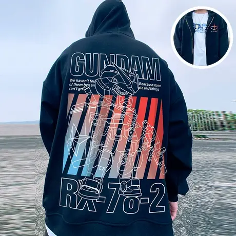 潮牌胖子男装夹克加绒拉链连帽外套加肥加大码潮流开衫卫衣秋冬季图片