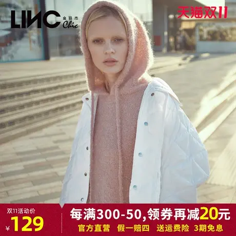 断码清仓LINC金羽杰2023秋季新款毛衣女宽松慵懒风套头连帽针织衫商品大图