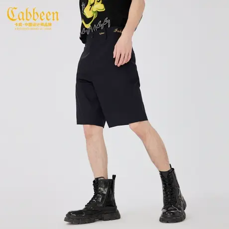 卡宾男装英文金线刺绣休闲短裤夏季款时尚直筒裤商品大图