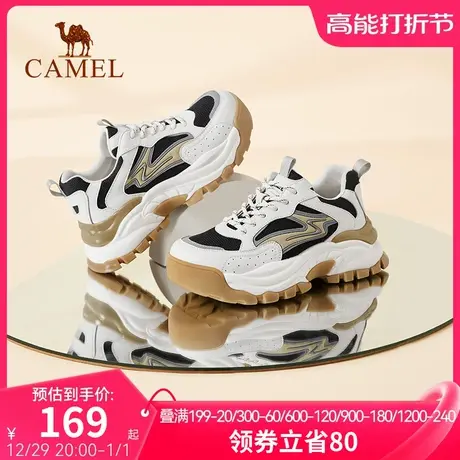 骆驼女鞋2023新款时空猫老爹鞋厚底休闲拼色百搭透气运动鞋商品大图