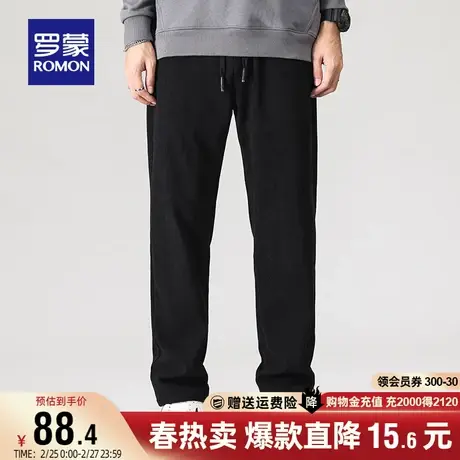 【灯芯绒】罗蒙男士加绒休闲裤2023冬季新款时尚保暖抽绳直筒长裤图片