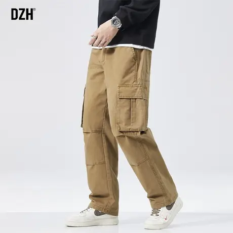 男士美式卡其色工装裤男秋季裤子男款2023新款纯棉休闲长裤直筒裤商品大图