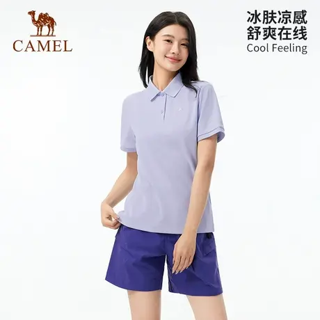 【汗无痕】骆驼女装速干POLO衫女短袖凉感T恤防晒吸湿速干衣男T恤商品大图